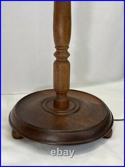 Antique Vtg Floor Lamp Turned Wood Victorian Arts & Crafts Deco, FOR Glass Shade