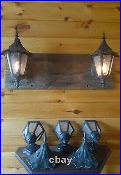 Antique/Vtg Gothic Arts Crafts Cast Wall Sconce Light/Lamp Fixture, Tudor, 5 Avail