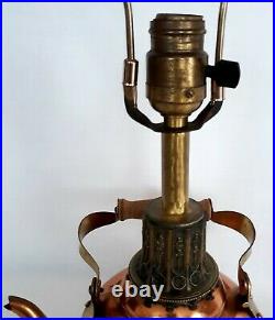 Art & Crafts Lamp Copper Brass Repurposed Teapot Kettle Handle Harp Country VTG