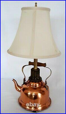Art & Crafts Lamp Copper Brass Repurposed Teapot Kettle Handle Harp Country VTG