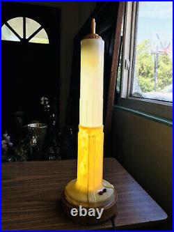 Art Deco Lamp Empire State Building Marbled Celluloid Vintage 1940's Fluorescent