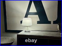 Art Deco Machine Age Chrome Crystal Frosted Glass Desk Table Lamp Light Vtg Mcm