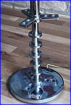 Art Deco Machine Age Italian Chrome Metal Glass Rod Table Desk Lamp Vtg Deskey