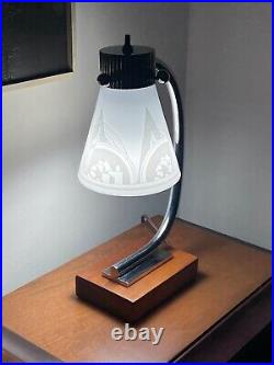 Art Deco Machine Age Streamline Chrome Desk Table Lamp Vtg Modern Rohde Nessen