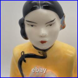 Art Deco Perfume Oil Lamp Asian Girl Holding Pot Electric Burner Vintage