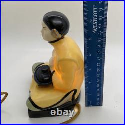 Art Deco Perfume Oil Lamp Asian Girl Holding Pot Electric Burner Vintage