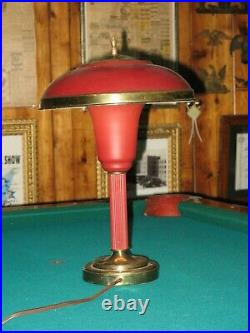 Art Deco Table Lamp Light Fixture Machine Age Atomic Saucer Mid Century