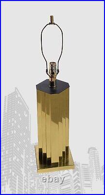 Art Deco VTG Brass Skyscraper Lamp in the Style of Paul Evans