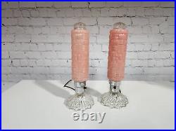 Art Deco pink glass lamps VTG art deco lamp ART DECO set of pink torpedo lamp