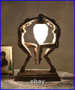 Art Deco table lamp dancings ladies vintage lamp naked dancers woman sculpture