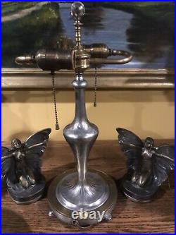 Arts Crafts Vintage Antique Art Glass Pairpoint Lamp Bradley Hubbard Handel Era