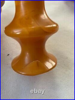 Bakelite Catalin cherry Amber Art deco vintage 2x Lamp Foot 703gr