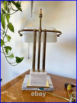 Bank Teller Marble Brass Table Lamp Vintage Mid Century Modern Art Deco