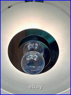Bauhaus Art Deco Machine Age Chrome Glass Chandelier Light Fixture Lamp Vtg Rare