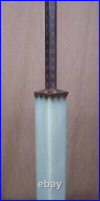 Beautiful Antique Floor Lamp Vaseline Cast Iron Vtg Art Cherub Rewired USA #T44