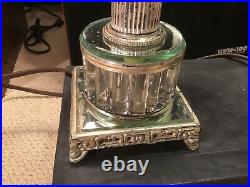 Beautiful Pair Vtg Table Lamp Crystal Boudoir Clear Glass Light Art Deco Prisms