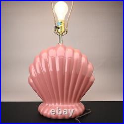 Beautiful Vintage Pink Seashell style lamp Art deco large coastal table lamp