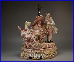 CAPODIMONTE Original Vintage Porcelain Piano Player Figurine Statue Table Lamp