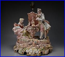 CAPODIMONTE Original Vintage Porcelain Piano Player Figurine Statue Table Lamp