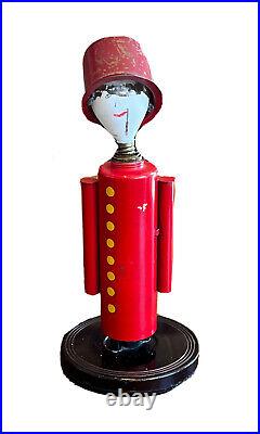 Chase Art Deco Machine Age Soldier Colonel Sculpture Lamp Light Nessen Vtg Metal