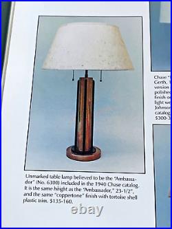 Chase Nessen Art Deco Machine Age Brass Copper Bakelite Table Lamp Vtg Antique