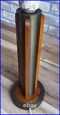 Chase Nessen Art Deco Machine Age Brass Copper Bakelite Table Lamp Vtg Antique