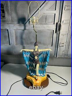Chiparus Wings Vintage Art Deco Nouveau Lady Flapper Dancer Girl Lamp Figural
