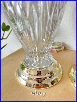 Crystal & Brass Table Lamp Vintage Glass Mid Century Modern Art Deco