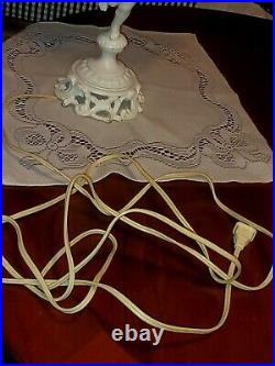 Dav Art N. Y. Vintage WHITE table lamp with cherub form Black & Gold shade 27