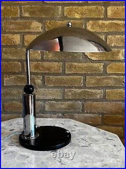 Dutch Art Deco Machine Age Chrome Modern Saucer Desk Table Lamp Vtg Bauhaus HTF