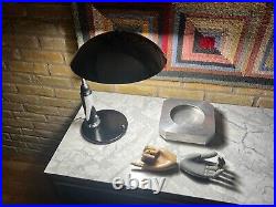 Dutch Art Deco Machine Age Chrome Modern Saucer Desk Table Lamp Vtg Bauhaus HTF