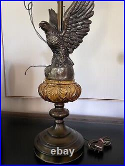 EAGLE Federal Vintage Art Deco Victorian Arts Crafts Lamp Cast Metal And Glass