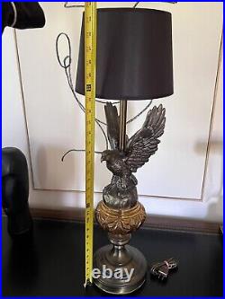 EAGLE Federal Vintage Art Deco Victorian Arts Crafts Lamp Cast Metal And Glass