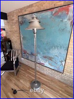 European Machine Age Art Deco Bauhaus Chrome Glass Floor Lamp Markel Kent Vtg