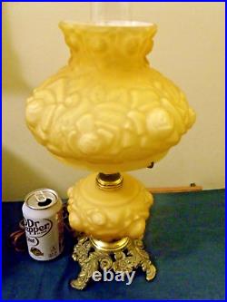FENTON Art Glass Electric Vintage Lamp Amber CASED in White plating BLOWN ROSE