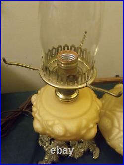 FENTON Art Glass Electric Vintage Lamp Amber CASED in White plating BLOWN ROSE