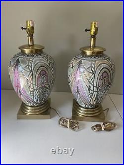 FREDERICK COOPER Set Of 2 Vtg Art Deco Abstract Table Lamps