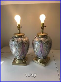 FREDERICK COOPER Set Of 2 Vtg Art Deco Abstract Table Lamps