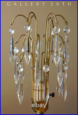 Fab! MID Century Modern Crystal Boudoir Lamp! Art Deco Retro Vtg Interiors 50's