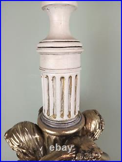 Gold Gilded Neo Classical Art Nouveau Hollywood Regency 4-Sided Cherub Lamp Vtg