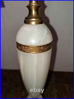 Gorgeous Vtg Antique Art Deco Nouveau Agate Marble Onyx & Gilt Table Lamp