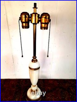 Gorgeous Vtg Antique Art Deco Nouveau Agate Marble Onyx & Gilt Table Lamp