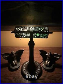 Handel Arts Crafts Slag Glass Mission Antique Vintage Desk Lamp Tiffany Era