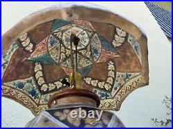 Handmade Folk Art Camel Skin Bladder Table Lamp Vintage Floral Lamp Hand Painted