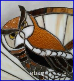 Handmade Stained Glass Owl Birds Fan Lamp Vintage Folk Art