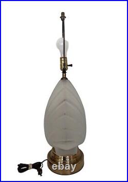 Hollywood Regency Art Deco Large Frosted Glass Clam Shell Form Table Lamp (1)