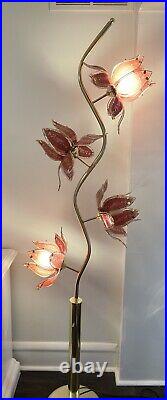 Hollywood Regency Vintage Pink Lotus Flower Floor Lamp