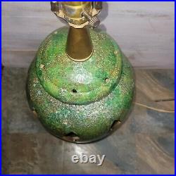 Huge MCM Green Drip Lamp Art Pottery Cut Out Brutalist 60' 70's Vintage