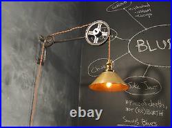 Industrial Lighting Vintage Pulley Lamp Steampunk Sconce Light Art Deco