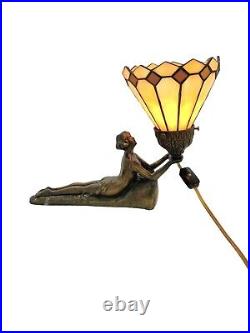 Lamp Laying Lady with Stain Glas Classic Art Deco Vintage Decor